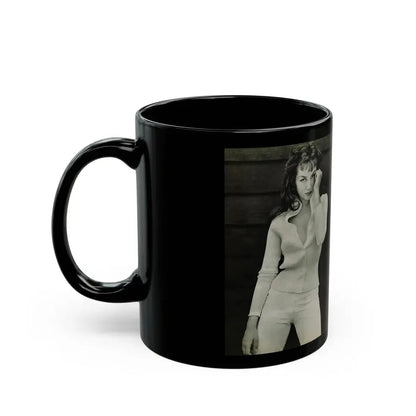 Julie Newmar #454 - Pages 44-45 Pages 1 & 2 of 2 with, Julie+6 B&W Photos & Caption from Bachelor Pin-Ups Issue #01 Mag. '57 (Vintage Female Icon) Black Coffee Mug - Go Mug Yourself