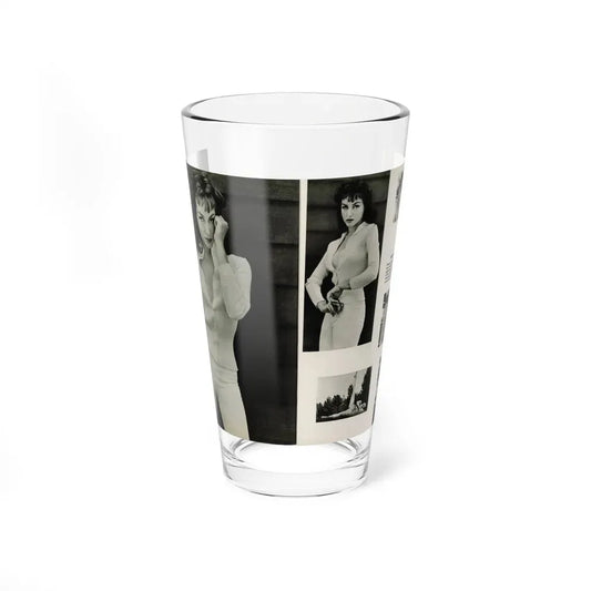 Julie Newmar #454 - Pages 44-45 Pages 1 & 2 of 2 with, Julie+6 B&W Photos & Caption from Bachelor Pin-Ups Issue #01 Mag. '57 (Vintage Female Icon) Pint Glass 16oz 16oz - Go Mug Yourself