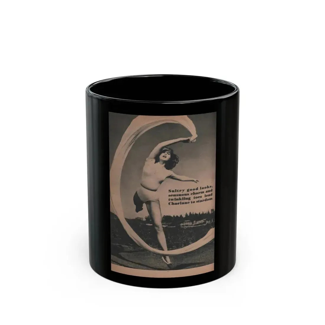 Julie Newmar #456 - Intro to Julie Introduction to Julie with, 1 B&W Photo & Caption from EYE Digest Mag. Dec. '53 (Vintage Female Icon) Black Coffee Mug 11oz - Go Mug Yourself