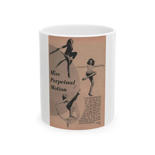 Julie Newmar #457 - Pages 109 Pages 1 of 5 with, Julie+3 B&W Photos & Article from EYE Digest Mag. Dec. '53 (Vintage Female Icon) White Coffee Mug 11oz - Go Mug Yourself
