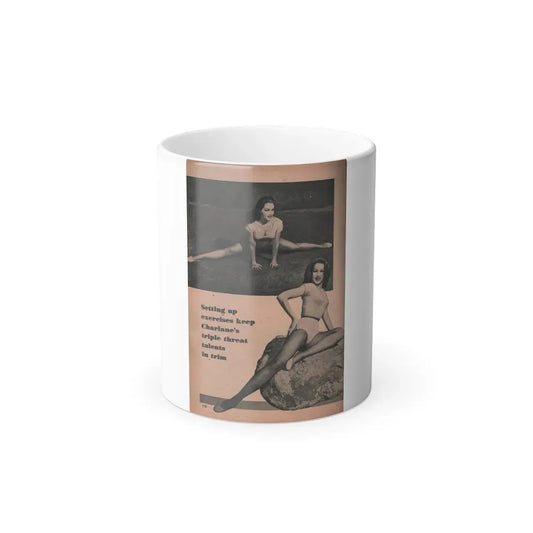 Julie Newmar #458 - [Pages 110] Pages 2 of 5 with, Julie+2 B&W Photos & Caption from EYE Digest Mag. Dec. '53 (Vintage Female Icon) Color Changing Coffee Mug 11oz - Go Mug Yourself