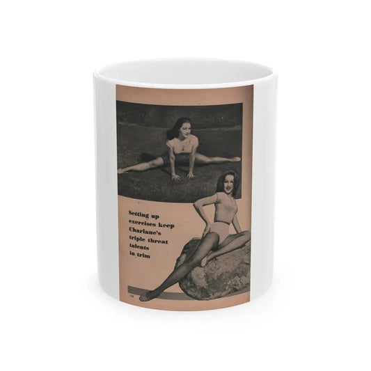 Julie Newmar #458 - Pages 110 Pages 2 of 5 with, Julie+2 B&W Photos & Caption from EYE Digest Mag. Dec. '53 (Vintage Female Icon) White Coffee Mug 11oz - Go Mug Yourself