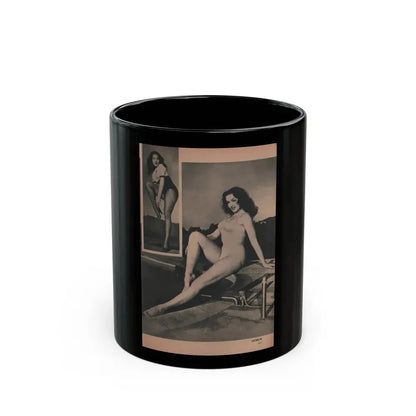 Julie Newmar #459 - Pages 111 Pages 3 of 5 with, Julie+2 B&W Photos from EYE Digest Mag. Dec. '53 (Vintage Female Icon) Black Coffee Mug 11oz - Go Mug Yourself