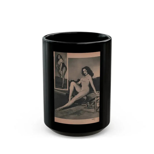 Julie Newmar #459 - Pages 111 Pages 3 of 5 with, Julie+2 B&W Photos from EYE Digest Mag. Dec. '53 (Vintage Female Icon) Black Coffee Mug 15oz - Go Mug Yourself