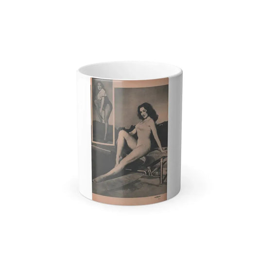 Julie Newmar #459 - [Pages 111] Pages 3 of 5 with, Julie+2 B&W Photos from EYE Digest Mag. Dec. '53 (Vintage Female Icon) Color Changing Coffee Mug 11oz - Go Mug Yourself