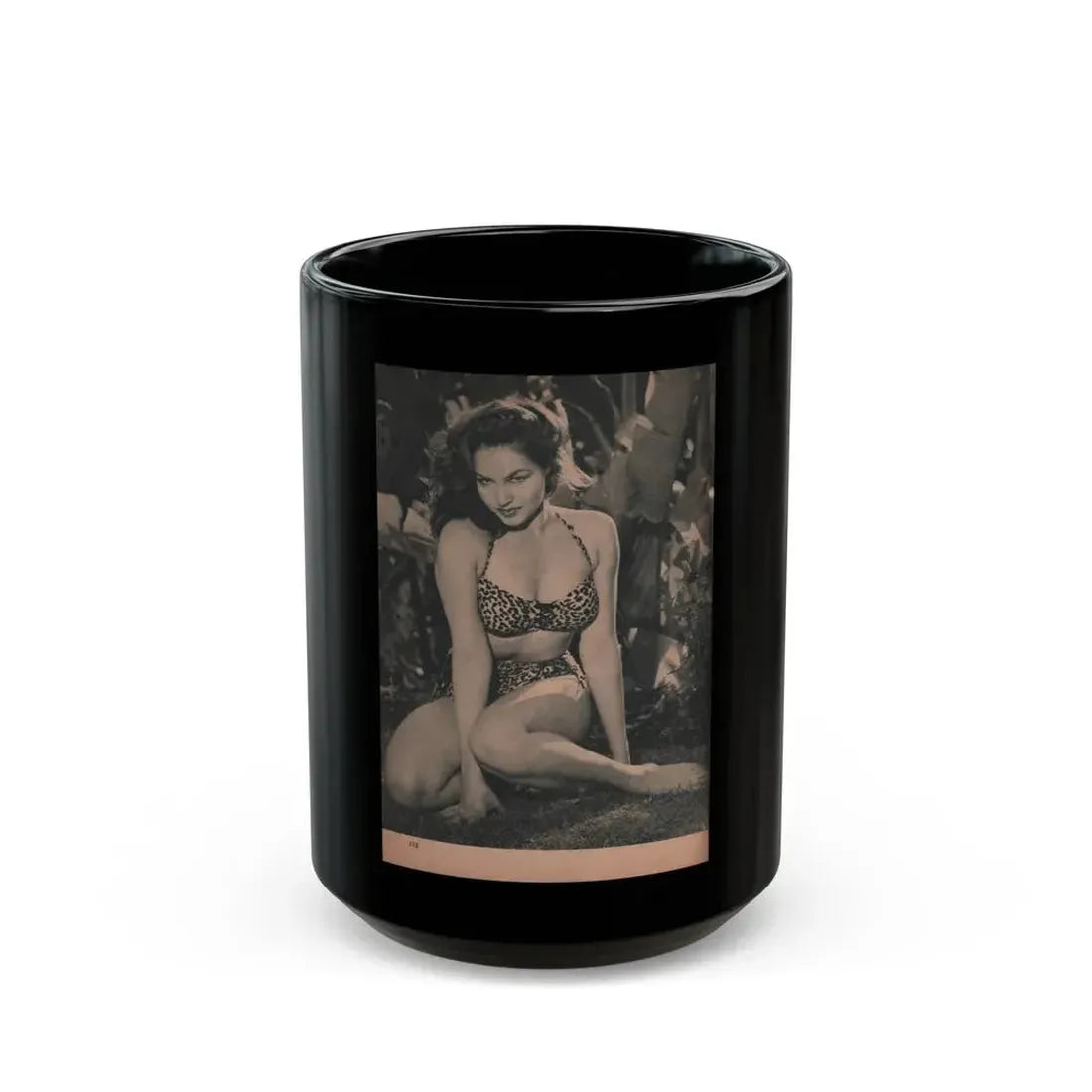 Julie Newmar #460 - Pages 112 Pages 4 of 5 with, Julie+1 Full Page B&W Photo from EYE Digest Mag. Dec. '53 (Vintage Female Icon) Black Coffee Mug 15oz - Go Mug Yourself