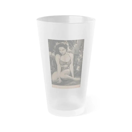 Julie Newmar #460 - Pages 112 Pages 4 of 5 with, Julie+1 Full Page B&W Photo from EYE Digest Mag. Dec. '53 (Vintage Female Icon) Frosted Pint Glass 16oz 16oz Frosted - Go Mug Yourself
