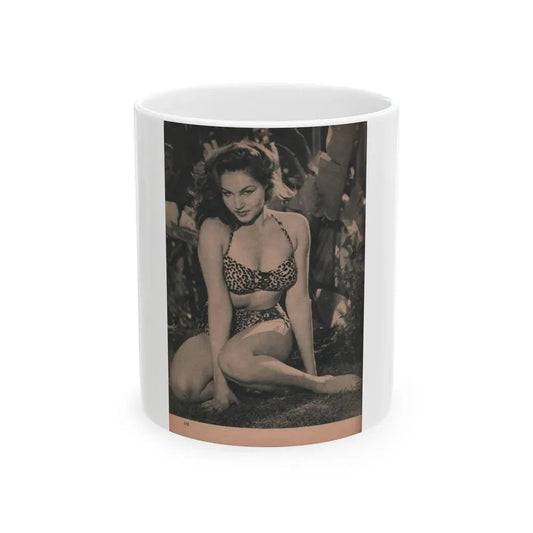 Julie Newmar #460 - Pages 112 Pages 4 of 5 with, Julie+1 Full Page B&W Photo from EYE Digest Mag. Dec. '53 (Vintage Female Icon) White Coffee Mug 11oz - Go Mug Yourself