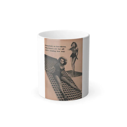 Julie Newmar #461 - [Pages 113] Pages 5 of 5 with, Julie+3 B&W Photos & Caption from EYE Digest Mag. Dec. '53 (Vintage Female Icon) Color Changing Coffee Mug 11oz - Go Mug Yourself