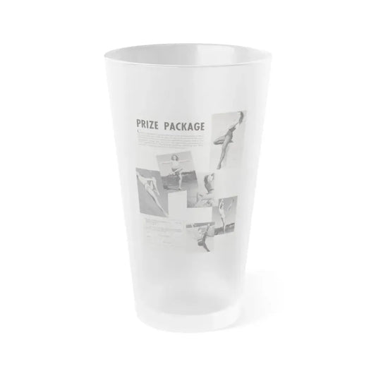 Julie Newmar #479 - Reverse side of Cover with, Julie Add for B&W 8x10 Photo Sale from COVER GIRLS MODELS Mag. June '54 (Vintage Female Icon) Frosted Pint Glass 16oz 16oz Frosted - Go Mug Yourself