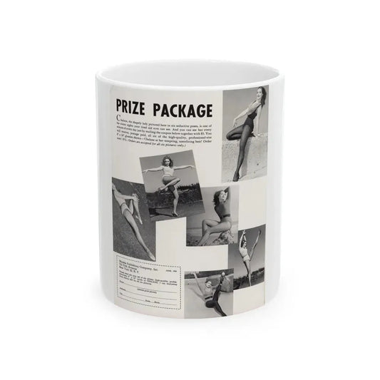 Julie Newmar #479 - Reverse side of Cover with, Julie Add for B&W 8x10 Photo Sale from COVER GIRLS MODELS Mag. June '54 (Vintage Female Icon) White Coffee Mug 11oz - Go Mug Yourself