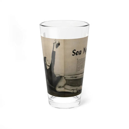 Julie Newmar #480 - Pages 6-7 Pages 1 & 2 of 4 with, Julie+1 B&W Centerfold Photo & Paragraph from COVER GIRLS MODELS Mag. June '54 (Vintage Female Icon) Pint Glass 16oz 16oz - Go Mug Yourself
