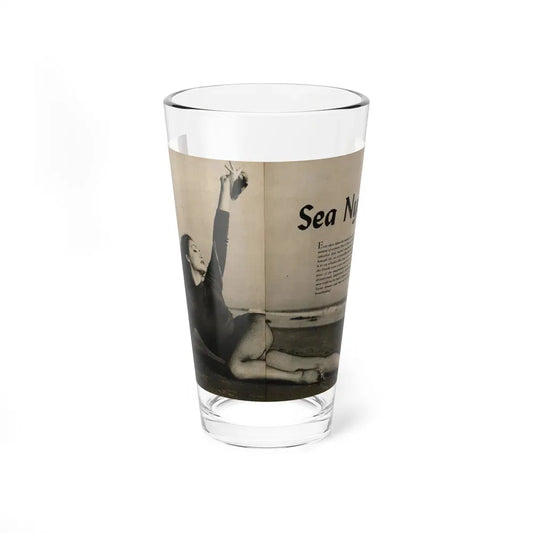 Julie Newmar #480 - Pages 6-7 Pages 1 & 2 of 4 with, Julie+1 B&W Centerfold Photo & Paragraph from COVER GIRLS MODELS Mag. June '54 (Vintage Female Icon) Pint Glass 16oz 16oz - Go Mug Yourself