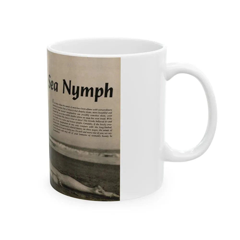 Julie Newmar #480 - Pages 6-7 Pages 1 & 2 of 4 with, Julie+1 B&W Centerfold Photo & Paragraph from COVER GIRLS MODELS Mag. June '54 (Vintage Female Icon) White Coffee Mug - Go Mug Yourself