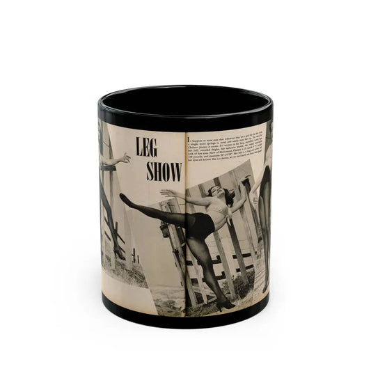 Julie Newmar #481 - Pages 38-39 Pages 3 & 4 of 4 with, Julie+3 B&W Photos & Short Paragraph from COVER GIRLS MODELS Mag. June '54 (Vintage Female Icon) Black Coffee Mug 11oz - Go Mug Yourself