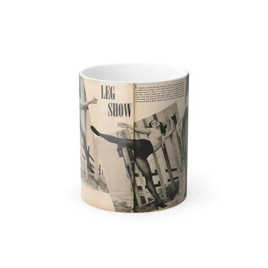 Julie Newmar #481 - [Pages 38-39] Pages 3 & 4 of 4 with, Julie+3 B&W Photos & Short Paragraph from COVER GIRLS MODELS Mag. June '54 (Vintage Female Icon) Color Changing Coffee Mug 11oz - Go Mug Yourself