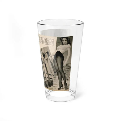 Julie Newmar #481 - Pages 38-39 Pages 3 & 4 of 4 with, Julie+3 B&W Photos & Short Paragraph from COVER GIRLS MODELS Mag. June '54 (Vintage Female Icon) Pint Glass 16oz - Go Mug Yourself