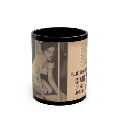 Julie Newmar #482 - Pages 36-37 Pages, 1 & 2 of 5 with, Julie+2 B&W Photos, Caption & Article from Glance Pocket Mag. Dec. '57 (Vintage Female Icon) Black Coffee Mug 11oz - Go Mug Yourself