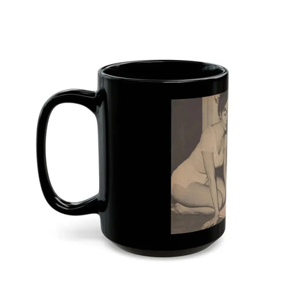 Julie Newmar #482 - Pages 36-37 Pages, 1 & 2 of 5 with, Julie+2 B&W Photos, Caption & Article from Glance Pocket Mag. Dec. '57 (Vintage Female Icon) Black Coffee Mug - Go Mug Yourself