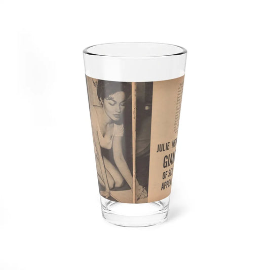 Julie Newmar #482 - Pages 36-37 Pages, 1 & 2 of 5 with, Julie+2 B&W Photos, Caption & Article from Glance Pocket Mag. Dec. '57 (Vintage Female Icon) Pint Glass 16oz 16oz - Go Mug Yourself
