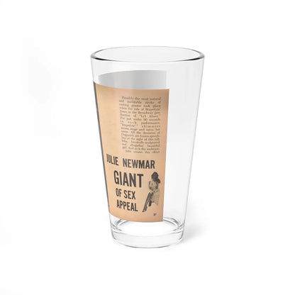 Julie Newmar #482 - Pages 36-37 Pages, 1 & 2 of 5 with, Julie+2 B&W Photos, Caption & Article from Glance Pocket Mag. Dec. '57 (Vintage Female Icon) Pint Glass 16oz - Go Mug Yourself
