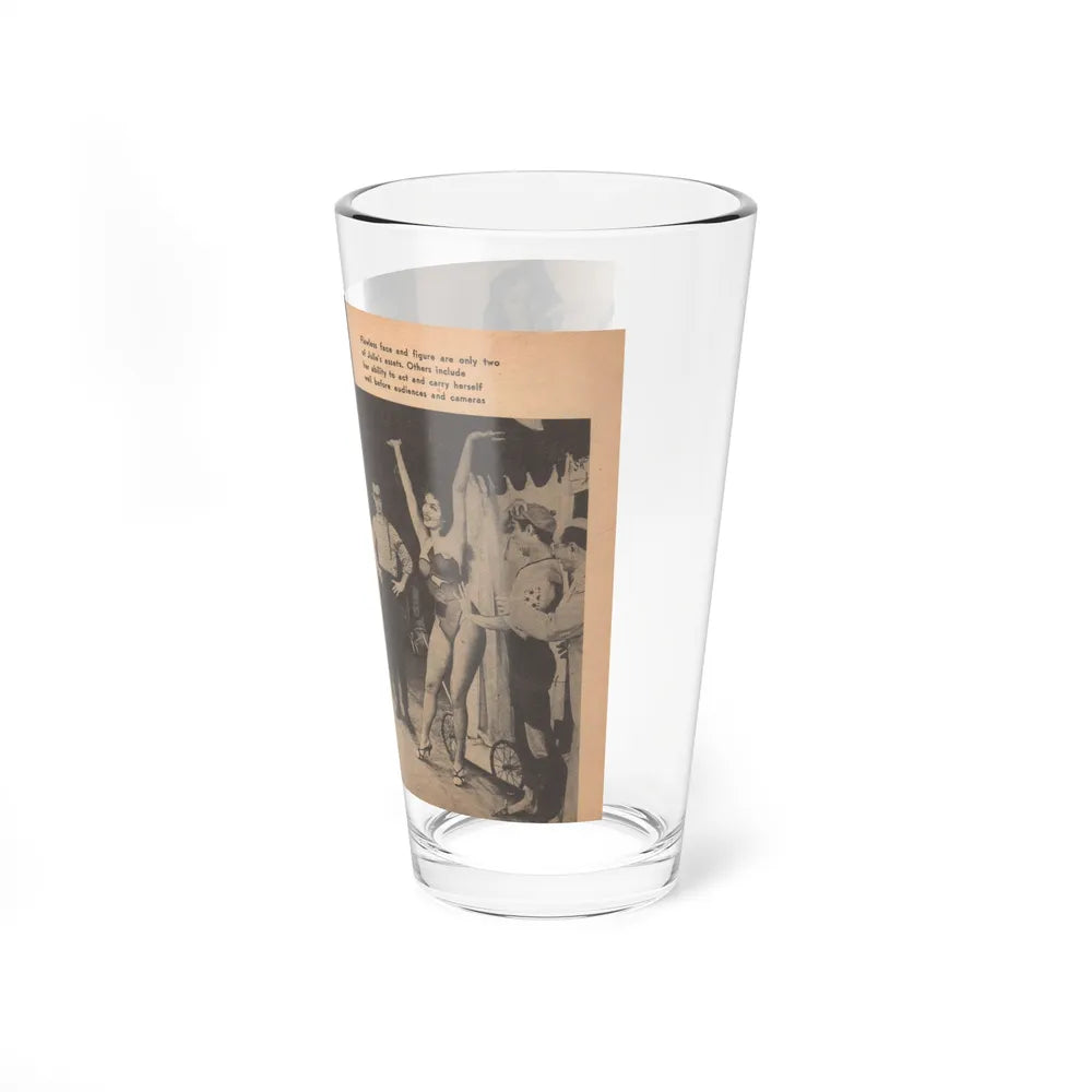 Julie Newmar #483 - Pages 38-39 Pages, 3 & 4 of 5 with, Julie+3 B&W Photos, Caption & Article from Glance Pocket Mag. Dec. '57 (Vintage Female Icon) Pint Glass 16oz - Go Mug Yourself