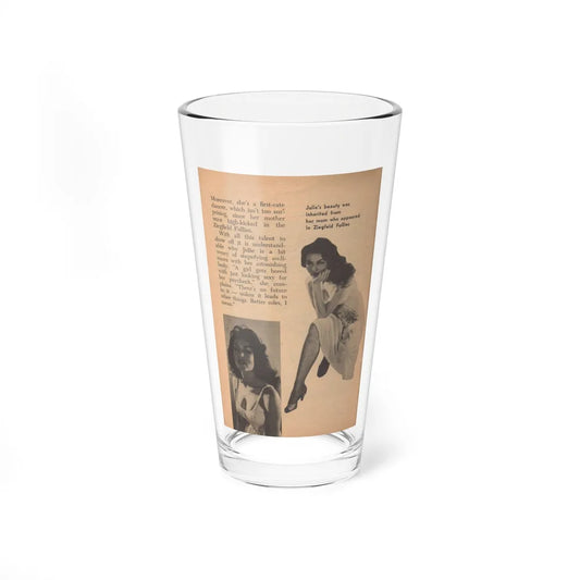 Julie Newmar #484 - Pages 40 Pages, 5 of 5 with, Julie+2 B&W Photos, Caption & Article from Glance Pocket Mag. Dec. '57 (Vintage Female Icon) Pint Glass 16oz 16oz - Go Mug Yourself