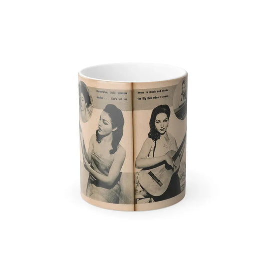 Julie Newmar #492 - [Pags 52-53] Pages 3 & 4 of 8 with, Julie+4 B&W Photos & 2 Captions from EYE Digest Mag. December '54 (Vintage Female Icon) Color Changing Coffee Mug 11oz - Go Mug Yourself