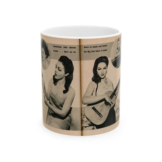 Julie Newmar #492 - Pags 52-53 Pages 3 & 4 of 8 with, Julie+4 B&W Photos & 2 Captions from EYE Digest Mag. December '54 (Vintage Female Icon) White Coffee Mug 11oz - Go Mug Yourself