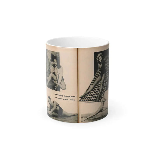 Julie Newmar #493 - [Pages 54-55] Pages 5 & 6 of 8 with, Julie+4 B&W Photos & 1 Caption from EYE Digest Mag. December '54 (Vintage Female Icon) Color Changing Coffee Mug 11oz - Go Mug Yourself