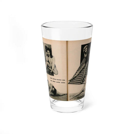 Julie Newmar #493 - Pages 54-55 Pages 5 & 6 of 8 with, Julie+4 B&W Photos & 1 Caption from EYE Digest Mag. December '54 (Vintage Female Icon) Pint Glass 16oz 16oz - Go Mug Yourself