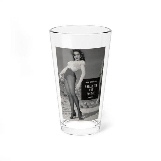 Julie Newmar #495 - Reverse side of back cover with, Intro to Julie and 1 B&W Photo & Caption from EYE Digest Mag. December '54 (Vintage Female Icon) Pint Glass 16oz 16oz - Go Mug Yourself