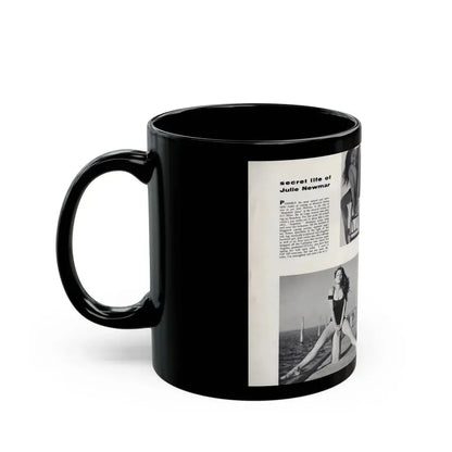 Julie Newmar #501 - Pages 8-9 Pages 1 & 2 of 4 with, Julie+5 B&W Photos from Nugget Magazine July '57 (Vintage Female Icon) Black Coffee Mug - Go Mug Yourself
