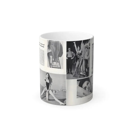 Julie Newmar #501 - [Pages 8-9] Pages 1 & 2 of 4 with, Julie+5 B&W Photos from Nugget Magazine July '57 (Vintage Female Icon) Color Changing Coffee Mug 11oz - Go Mug Yourself