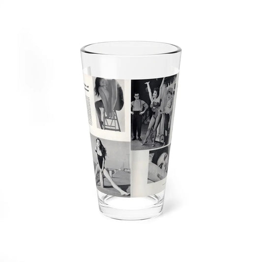 Julie Newmar #501 - Pages 8-9 Pages 1 & 2 of 4 with, Julie+5 B&W Photos from Nugget Magazine July '57 (Vintage Female Icon) Pint Glass 16oz 16oz - Go Mug Yourself