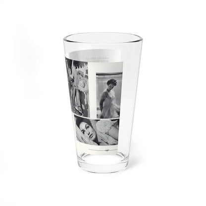 Julie Newmar #501 - Pages 8-9 Pages 1 & 2 of 4 with, Julie+5 B&W Photos from Nugget Magazine July '57 (Vintage Female Icon) Pint Glass 16oz - Go Mug Yourself