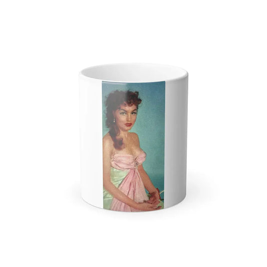 Julie Newmar #502 - [Pages 10] Pages 3 of 4 with, Julie 1 Small Cropped Color Photo from Nugget Magazine July '57 (Vintage Female Icon) Color Changing Coffee Mug 11oz - Go Mug Yourself