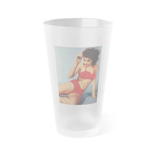 Julie Newmar #503 - Pages 10 Pages 3 of 4 with, Julie+1 Large Cropped Color Photo from Nugget Magazine July '57 (Vintage Female Icon) Frosted Pint Glass 16oz 16oz Frosted - Go Mug Yourself