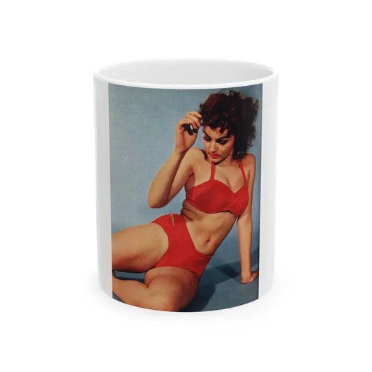 Julie Newmar #503 - Pages 10 Pages 3 of 4 with, Julie+1 Large Cropped Color Photo from Nugget Magazine July '57 (Vintage Female Icon) White Coffee Mug 11oz - Go Mug Yourself