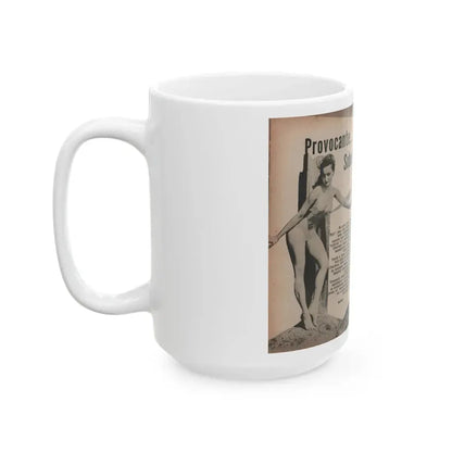 Julie Newmar #593 - Pages - Pages 1 & 2 of 4 with, Julie+2 B&W Photos, Article & Caption from Aconteceu MARCO DE 1955 Brazilian Digest Mag. (Vintage Female Icon) White Coffee Mug - Go Mug Yourself