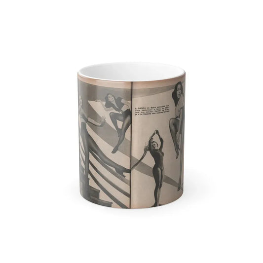 Julie Newmar #594 - [Pages -] Pages 3 & 4 of 4 with, Julie+4 B&W Photis & Caption from Aconteceu MARCO DE 1955 Brazilian Digest Mag. (Vintage Female Icon) Color Changing Coffee Mug 11oz - Go Mug Yourself