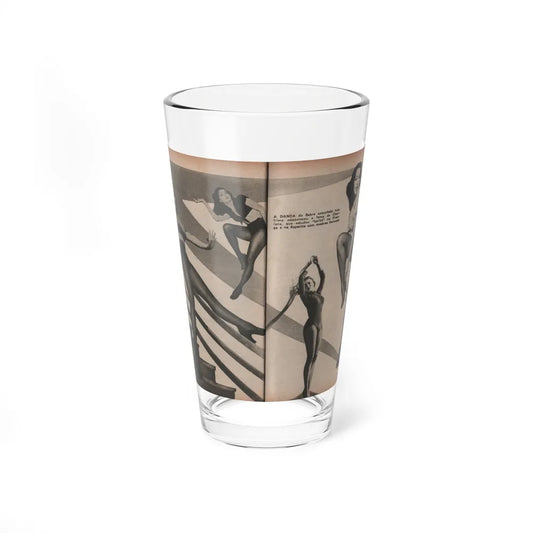 Julie Newmar #594 - Pages - Pages 3 & 4 of 4 with, Julie+4 B&W Photis & Caption from Aconteceu MARCO DE 1955 Brazilian Digest Mag. (Vintage Female Icon) Pint Glass 16oz 16oz - Go Mug Yourself
