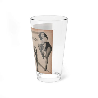 Julie Newmar #594 - Pages - Pages 3 & 4 of 4 with, Julie+4 B&W Photis & Caption from Aconteceu MARCO DE 1955 Brazilian Digest Mag. (Vintage Female Icon) Pint Glass 16oz - Go Mug Yourself