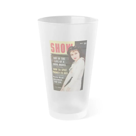 Julie Newmar #598 - Julie on cover in Color & inside spread of SHOW Pocket Mag. May '57 also Julie has inside spread (Vintage Female Icon) Frosted Pint Glass 16oz 16oz Frosted - Go Mug Yourself