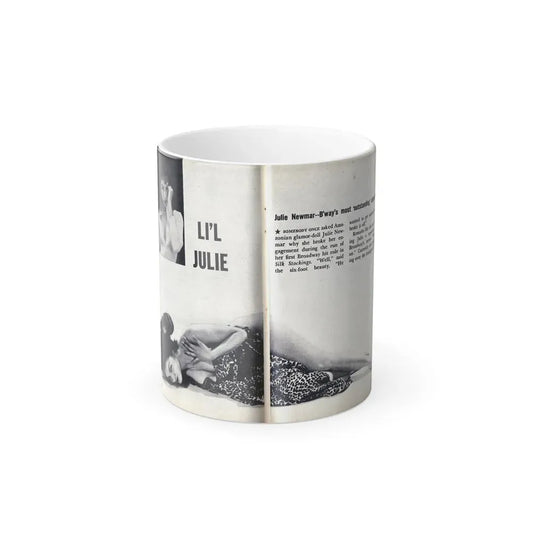 Julie Newmar #599 - [Pages 22-23] Pages 1 & 2 of 4 with, Julie+1 Small B&W Photo & Partially Nude B&W & Article from SHOW Pocket Mag. May '57 (Vintage Female Icon) Color Changing Coffee Mug 11oz - Go Mug Yourself