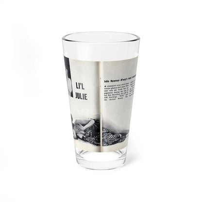 Julie Newmar #599 - Pages 22-23 Pages 1 & 2 of 4 with, Julie+1 Small B&W Photo & Partially Nude B&W & Article from SHOW Pocket Mag. May '57 (Vintage Female Icon) Pint Glass 16oz 16oz - Go Mug Yourself