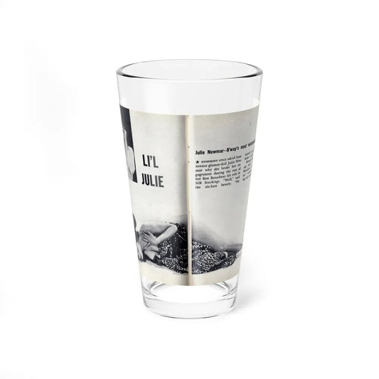 Julie Newmar #599 - Pages 22-23 Pages 1 & 2 of 4 with, Julie+1 Small B&W Photo & Partially Nude B&W & Article from SHOW Pocket Mag. May '57 (Vintage Female Icon) Pint Glass 16oz 16oz - Go Mug Yourself