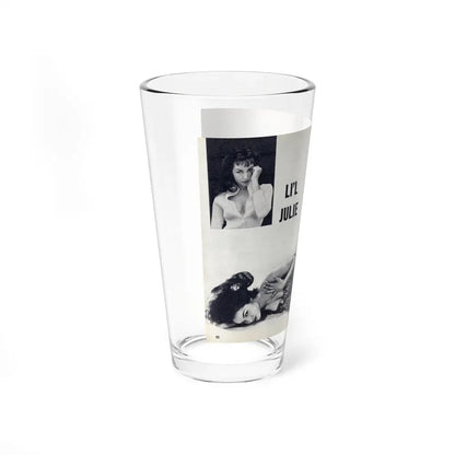 Julie Newmar #599 - Pages 22-23 Pages 1 & 2 of 4 with, Julie+1 Small B&W Photo & Partially Nude B&W & Article from SHOW Pocket Mag. May '57 (Vintage Female Icon) Pint Glass 16oz - Go Mug Yourself