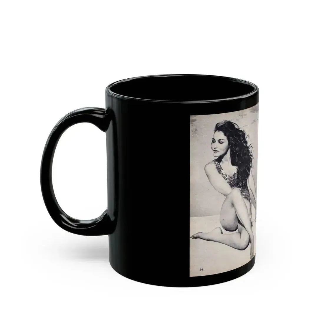 Julie Newmar #600 - Pages 24-25 Pages 3 & 4 of 4 with, Julie+3 B&W Photos & Article ending from SHOW Pocket Mag. May '57 (Vintage Female Icon) Black Coffee Mug - Go Mug Yourself