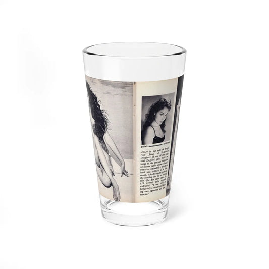 Julie Newmar #600 - Pages 24-25 Pages 3 & 4 of 4 with, Julie+3 B&W Photos & Article ending from SHOW Pocket Mag. May '57 (Vintage Female Icon) Pint Glass 16oz 16oz - Go Mug Yourself